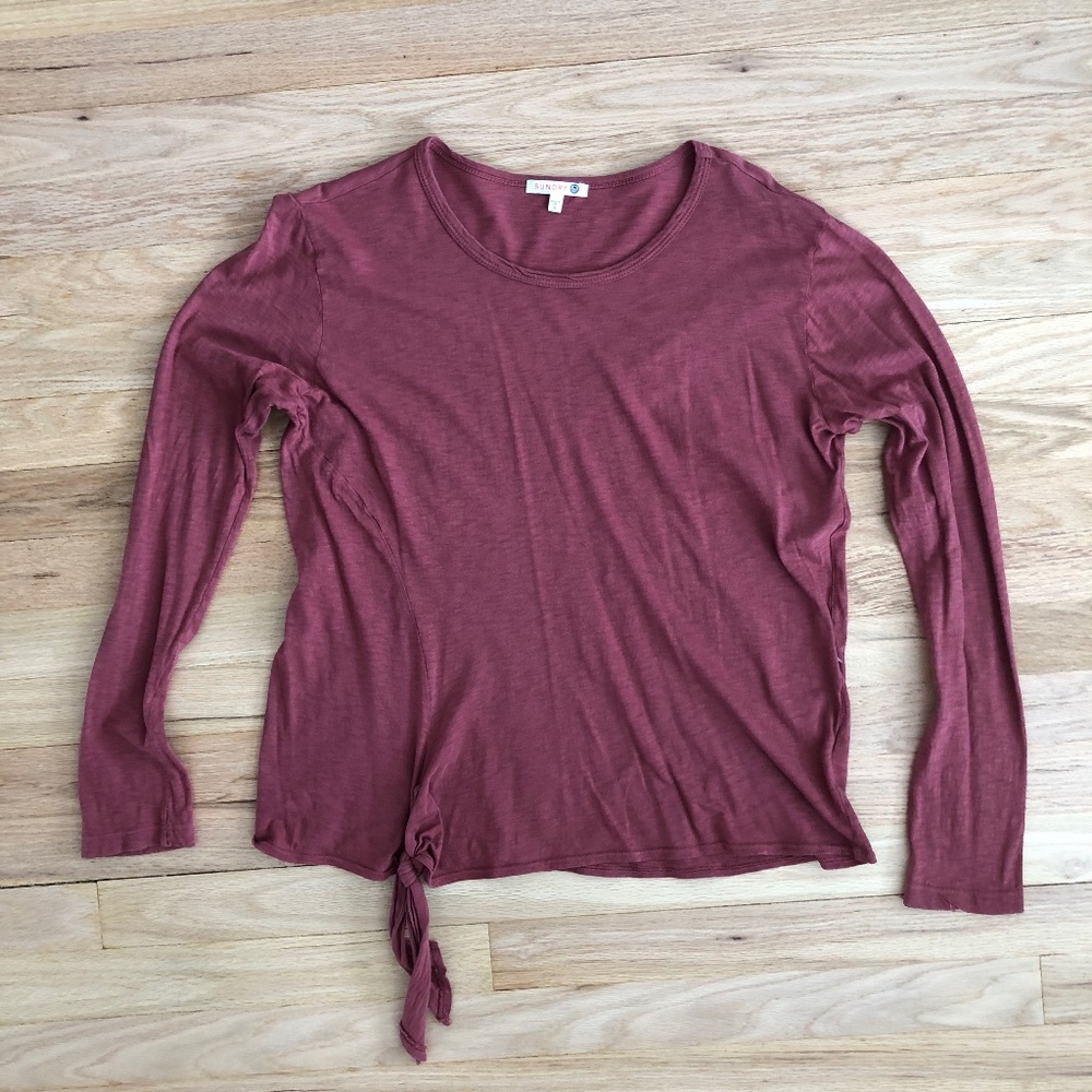 Sundry Knotted Long sleeve Pullover Tee